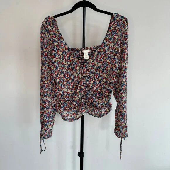 H&M | Puff-Sleeved Peplum Blouse | Floral | Size S​​ - Picture 6 of 6